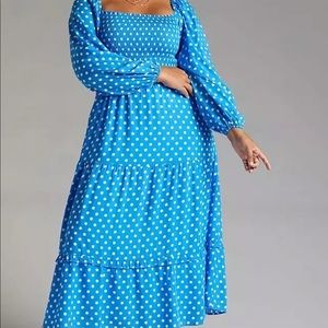 NWT Blue Polka Dot Smocked Dress from Anthropogie